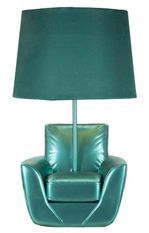 Lampe de table style Mid-Century turquoise en résine Retro