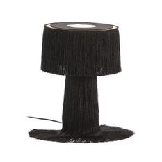 Lampe de table tissu à franges noir Angie 2