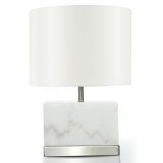 Lampe de table tissu et pied marbre blanc Raegil