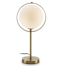 Lampe de table verre blanc et pied métal doré Orepa