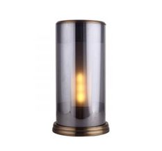 Lampe de table verre soufflé smoky et métal Panbat