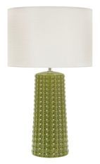 Lampe de table verte design céramique vert olive reliefs verticaux GLISS