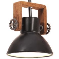 Lampe suspendue industrielle 25 W Noir Rond 19 cm E27