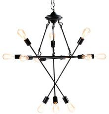 Lampe suspension 12 branches métal noir Gary L 73 x H 92 x P 73 cm