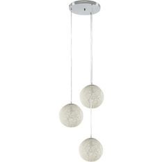 Lampe suspension 3 globes rotin blanc Seilie