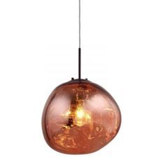 Lampe suspension métal et verre moulé rouge Dotent