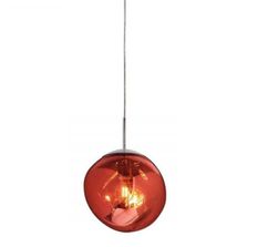 Lampe suspension métal et verre moulé rouge Thelio