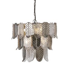 Lampe suspension verre argenté Lionell L 46 x H 43 x P 46 cm