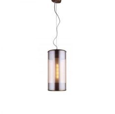 Lampe suspension verre soufflé champagne et métal Geminic