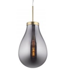 Lampe suspension verre soufflé smoky et métal doré Hatann D 40