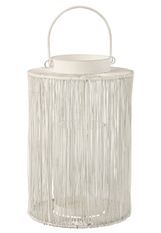 Lanterne moyenne métal blanc Leyla H 38.5 cm