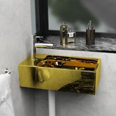 Lavabo avec trop-plein 49 x 25 x 15 cm Céramique Doré