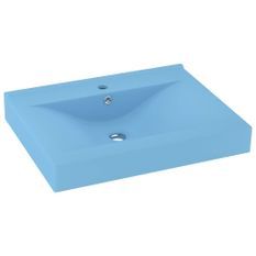 Lavabo avec trou de robinet Bleu clair mat 60x46 cm Céramique