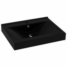 Lavabo avec trou de robinet Noir mat 60x46 cm Céramique