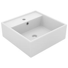 Lavabo carré de luxe à trop-plein Blanc mat 41x41 cm Céramique