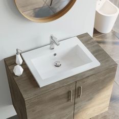 Lavabo en granit 600 x 450 x 120 mm Blanc