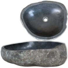 Lavabo en pierre de rivière Ovale 30-37 cm
