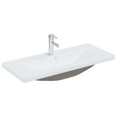 Lavabo encastré avec robinet 91x39x18 cm Céramique Blanc