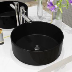 Lavabo rond Céramique Noir 40 x 15 cm 2