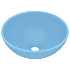 Lavabo rond de salle de bain Bleu clair mat 32,5x14cm Céramique