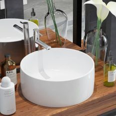 Lavabo ronde Céramique Blanc 40 x 15 cm 2