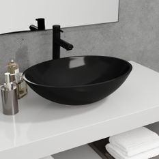 Lavabo Verre 50x37x14 cm Noir