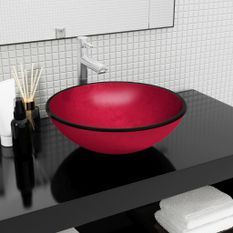 Lavabo Verre trempé 42x14 cm Rouge