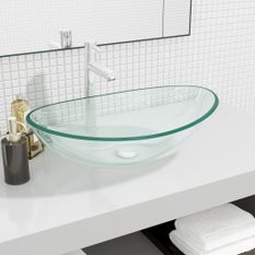 Lavabo Verre trempé 54,5x35x15,5 cm Transparent