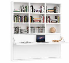 Le lit escamotable horizontal avec bureau et bibliothèque intégrés SPACIO - Ouverture automatique assistée