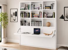 Le lit escamotable horizontal avec bureau et bibliothèque intégrés SPACIO - Ouverture automatique assistée
