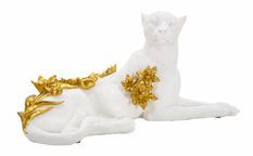 Léopard blanc/or cm 53x21,5x24