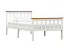 Lit 1 place pin massif blanc et clair Karibou 90x200 cm