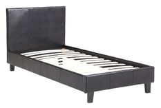 Lit 1 place simili cuir noir Diag 90x190 cm