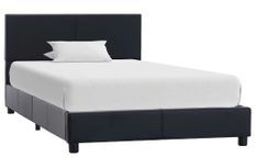Lit 1 place simili cuir noir Nyam 90x200 cm