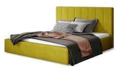 Lit 160x200 cm tissu jaune capitonné vertical Vareze