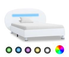 Lit adulte à LED simili cuir blanc Boulati 100x200 cm