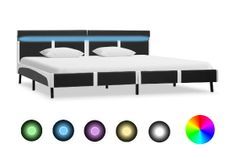 Lit adulte à LED simili cuir gris et blanc Mia 180x200 cm