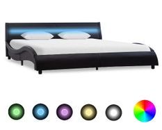 Lit adulte à LED simili cuir noir Zion 120x200 cm
