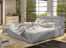 Lit adulte avec coffre de rangement Berlino - Velours rembourré