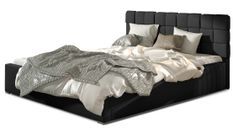 Lit adulte avec coffre de rangement Kanda – Simili cuir capitonné