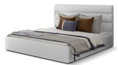 Lit adulte avec coffre de rangement Klarina - Simili cuir rembourré