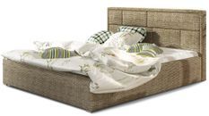 Lit adulte avec coffre de rangement Lenzo – Tissu rembourré