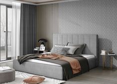 Lit adulte avec coffre de rangement Vareza – Tissu matelassé