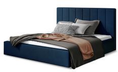 Lit adulte avec coffre de rangement Vareza – Velours matelassé