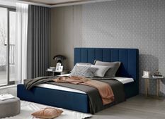 Lit adulte avec coffre de rangement Vareza – Velours matelassé