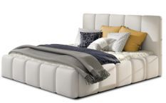 Lit adulte avec coffre de rangement Vika – Simili cuir capitonné