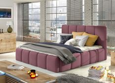 Lit adulte avec coffre de rangement Vika – Velours capitonné