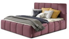 Lit adulte avec coffre de rangement Vika – Velours capitonné