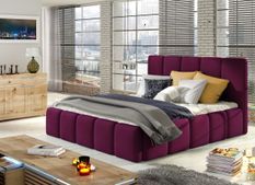 Lit adulte avec sommier Lenzo – Velours rembourré