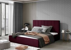 Lit adulte avec sommier Vareza – Velours matelassé